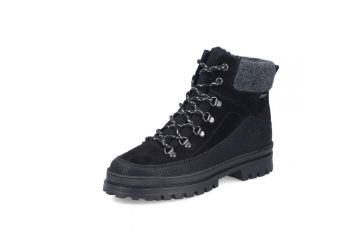 Rieker svart vinterboots til dame med Flip-Grip utfellbare brodder, RiekerTEX og varmt ullfôr