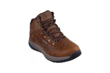 Skechers Meroe Pikeman brun vanntett Slip-ins skolett til herre med Goodyear-yttersåle