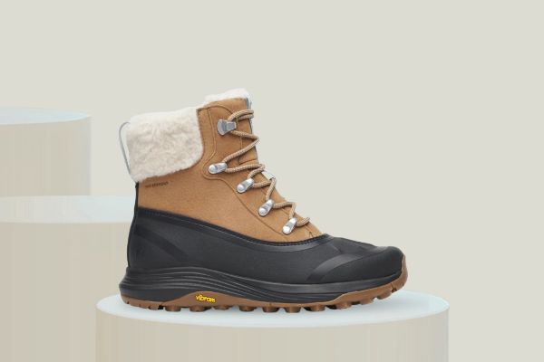 Merrell Siren 4 Thermo Lace WP brun vanntett vinterstøvel til dame med varmt fuskepelsfôr