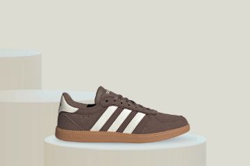 adidas Breaknet Sleek JR6905 brun damesneaker med hvite striper og gumfarget såle