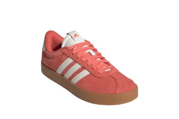 adidas VL Court 3.0 JP5327 orange damesneaker i skinn med hvite striper og gumfarget såle