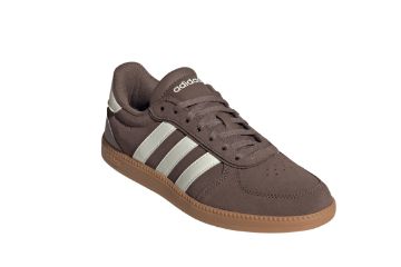 adidas Breaknet Sleek JR6905 brun damesneaker med hvite striper og gumfarget såle