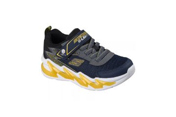 Skechers S-Lights Light-Surge marineblå og gul blinkesko til barn