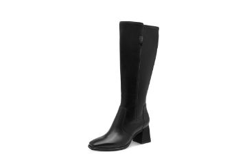 Tamaris 1-25544-47 001 svart høy damestøvlett med 6,5 cm blokkhæl