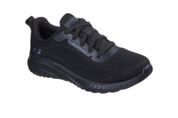 Svart Skechers Work Squad Chaos SR Awoa arbeidssko til dame med mesh, snøring, vanntett konstruksjon, Memory Foam-innersåle og sklihemmende yttersåle