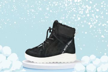 ECCO Urban Snow K SL GTX sort vanntett vinterstøvel til barn og junior med GORE-TEX, varmt fôr og hurtigsnøring.