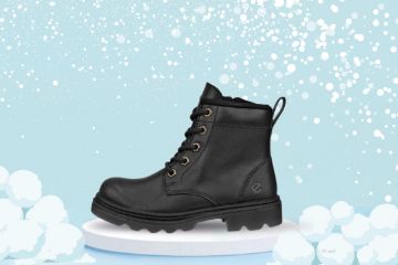 ECCO Grainer K Lace Boot Warm sort vanntett vinterstøvel til junior i skinn med varmt fôr, snøring og glidelås.