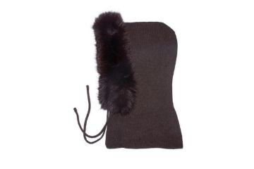 Bilde av Lue m/hoodie og pels kant - Dame (brun)